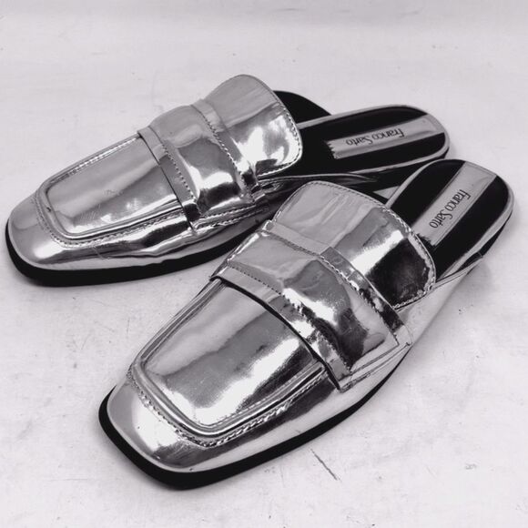 Franco Sarto Womens Duval Silver Slip On Mules Shoes SIZE 8 - Picture 1 of 14